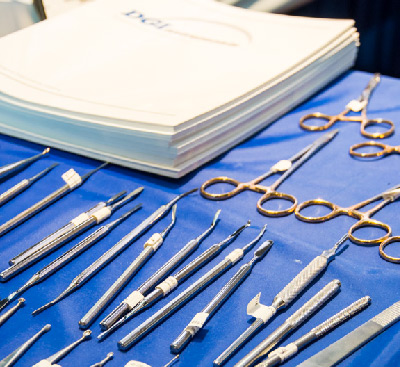 Podiatry hand instruments on display